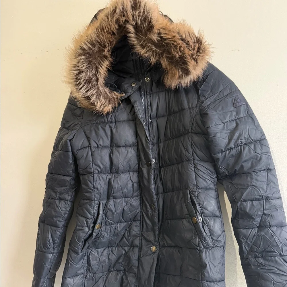 Barbour Puffer Jacket with Faux Fur Trim size U.S. 4